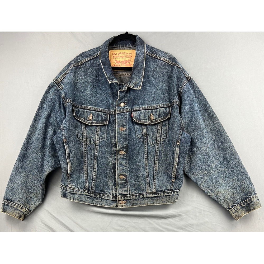 Vintage Levi's Denim Trucker Jacket Mens L 70598 4865 Blue Acid Wash 90s Exc